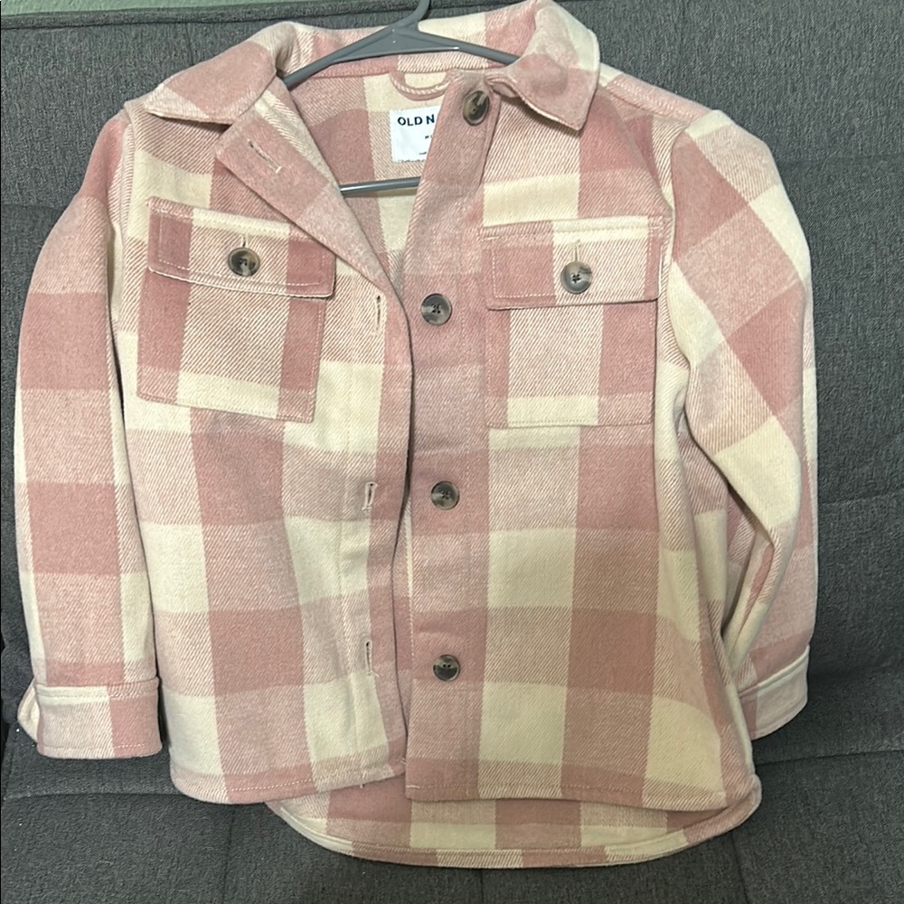Old Navy Pink and Cream Checkered Jacket